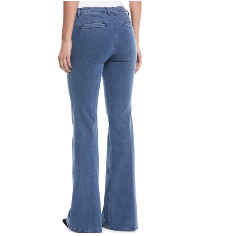 Theory Women's‎ Denim Raw Hem Pocketless Flare Wide Leg Jeans Size 4
